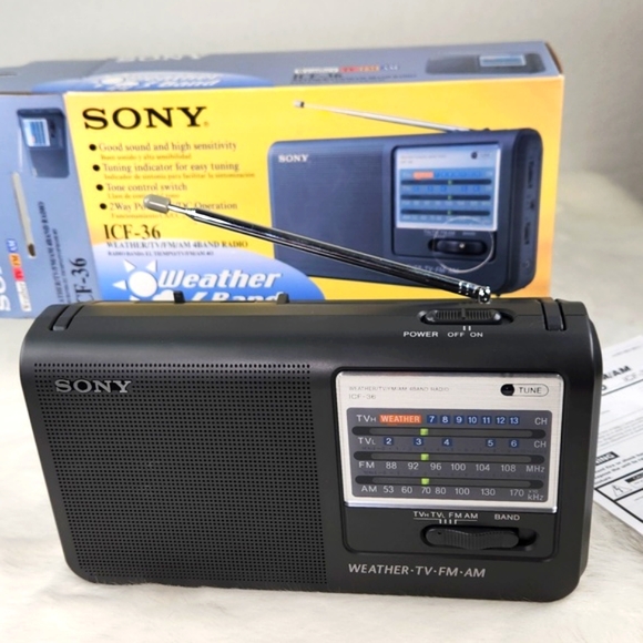 SONY ICF-36 TV/Weather/FM/AM/4 Band Radio VTG 2001 In Original box RARE - Picture 1 of 16